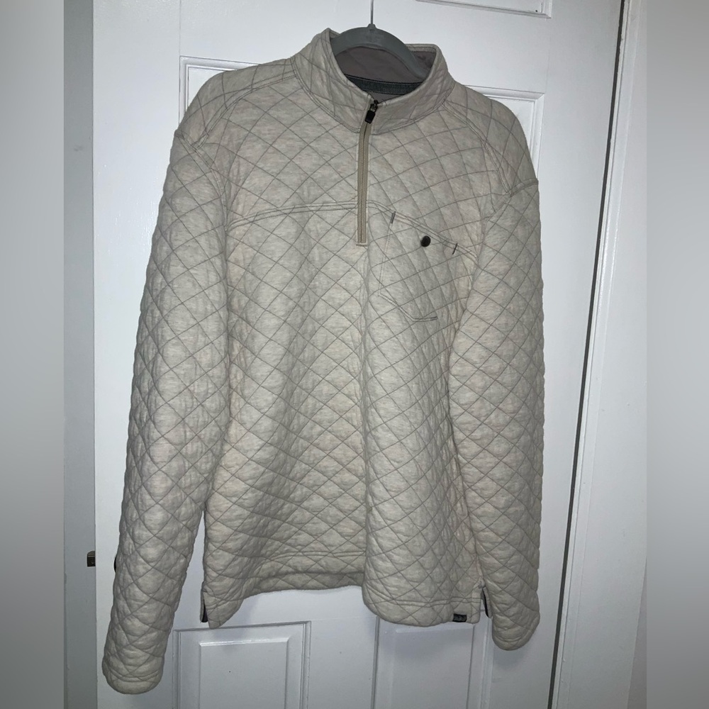 Eddie Bauer 1/4 zip  quilted  pullover -Cream Size Large